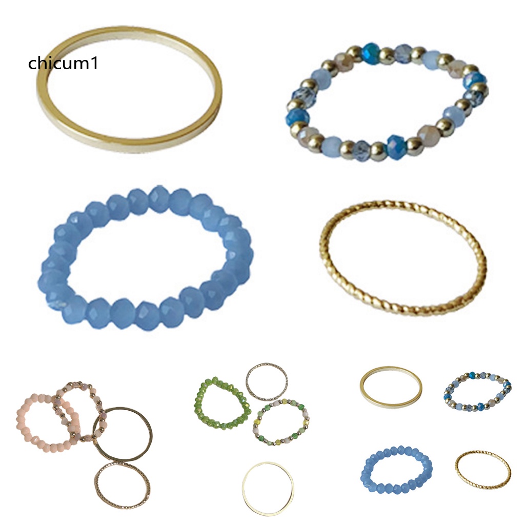 Set 4 Nhẫn Đeo Khớp Ngón Tay Xếp Chồng Lên Nhau Màu Xanh Dương Phong Cách Ins Dành Cho Tiệc K