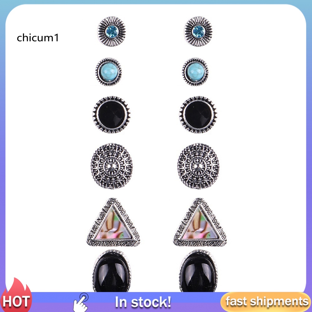 Set 6 Cặp Hoa Tai Phong Cách Bohemian Cổ Điển Cho Nữ