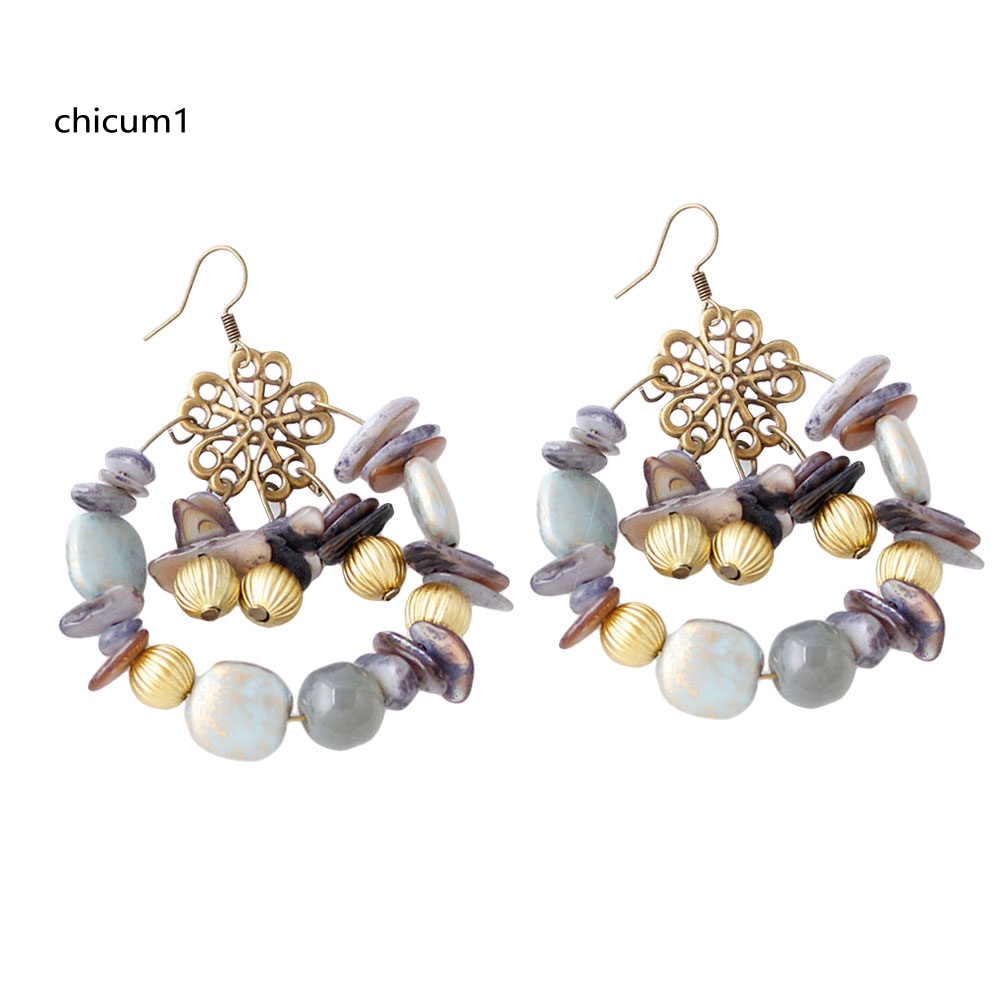 Khuyên Tai Dạng Móc Xỏ Hạt Nhiều Màu Kiểu Bohemia Cho Nữ