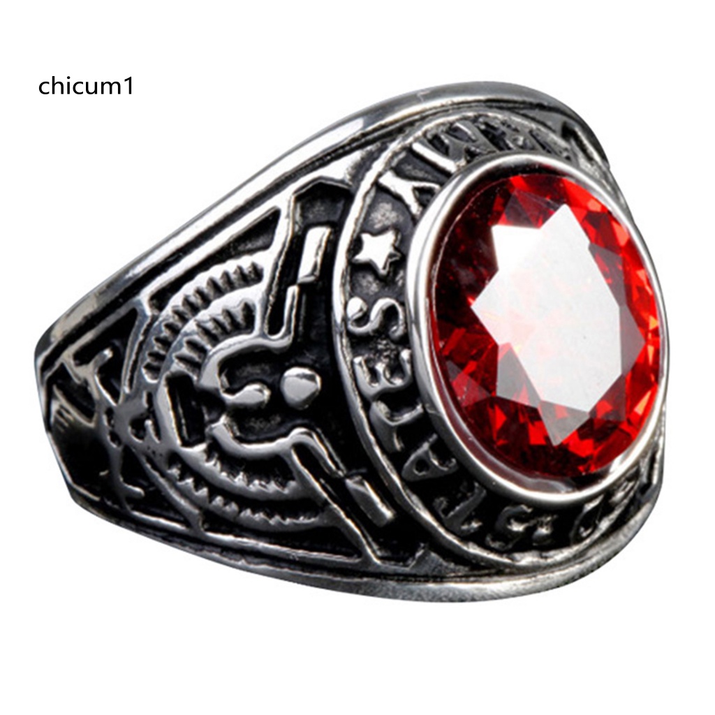 Nhẫn Đính Đá Hình Oval Phong Cách Punk Cổ Điển