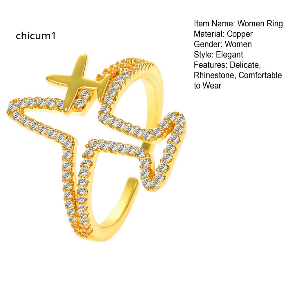 Nhẫn Hở Hình Máy Bay Bằng Kim Loại Lấp Lánh Có Thể Điều Chỉnh