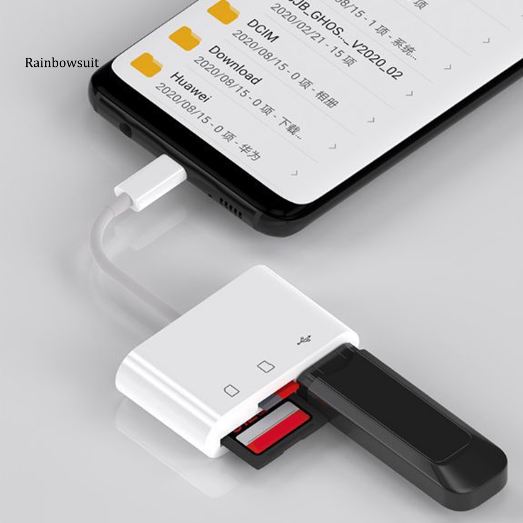 Đầu Đọc Thẻ Nhớ Tốc Độ Cao 3 Trong 1 Type-C USB SD-Card TF OTG Cho Điện Thoại