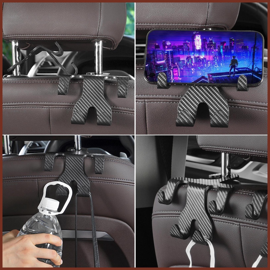 Giá Đỡ 4 Móc Treo Túi Xách Gắn Gối Tựa Đầu Xe Hơi