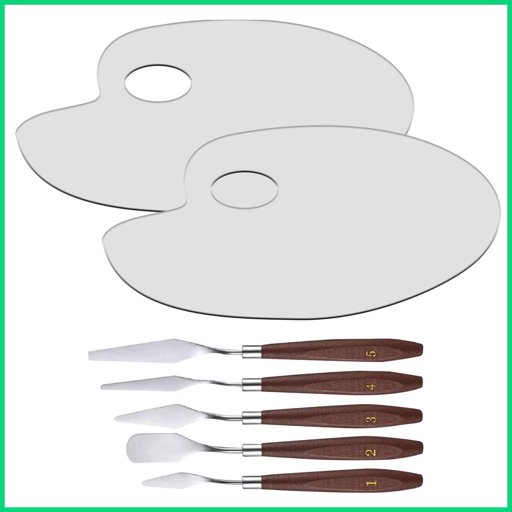 Bộ Dụng Cụ Bảng Pha Màu Bằng Acrylic Trong Suốt Không Dính Kèm Cây Gạt Và Tấm Gạt