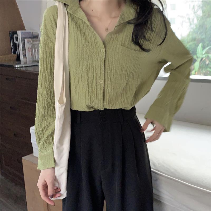 Áo Sơ Mi Nữ Dài Tay Dáng Rộng Phong Cách Hàn Quốc