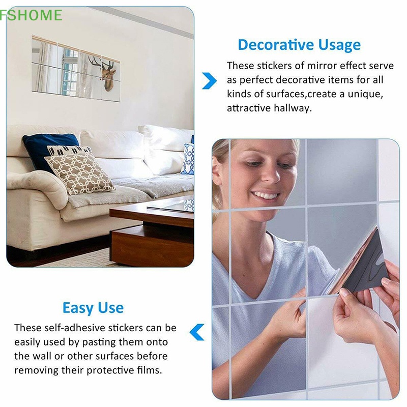16 Miếng Dán Tráng Gương Trang Trí Nhà Cửa