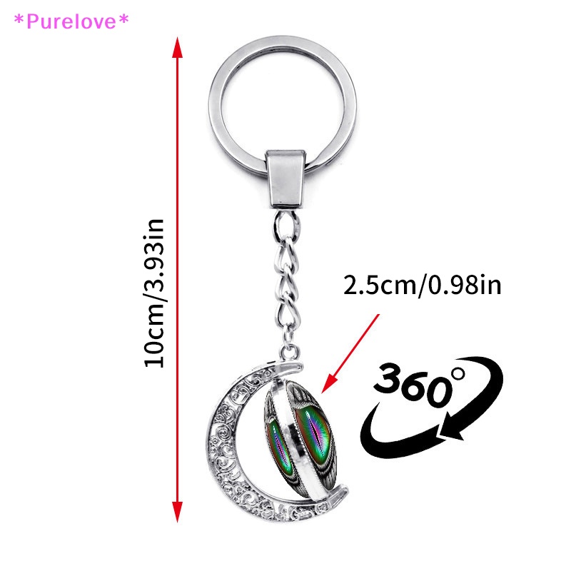 Móc Khóa Đính Đá Quý Hai Mặt Họa Tiết Mặt Trăng Sáng Tạo Phong Cách Vintage Mới