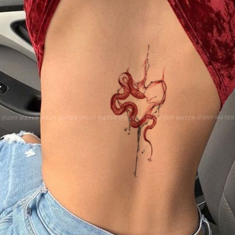 Hình Xăm Dán Tạm Thời Họa Tiết Da Rắn Trái Tim Chống Thấm Nước Lâu Trôi Trong Vòng 3 Ngày