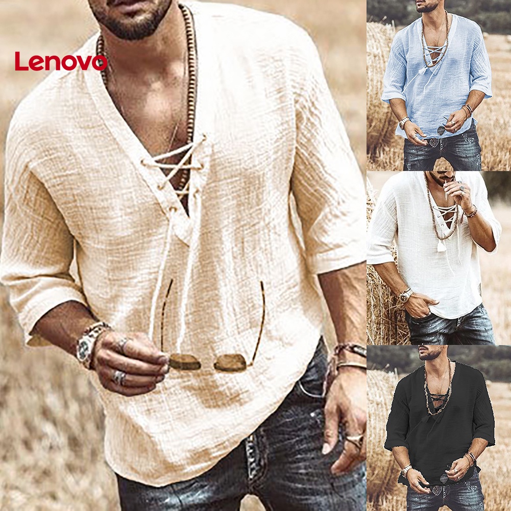 Áo nam Tay Lửng Cổ Chữ V Màu Sắc Thời Trang