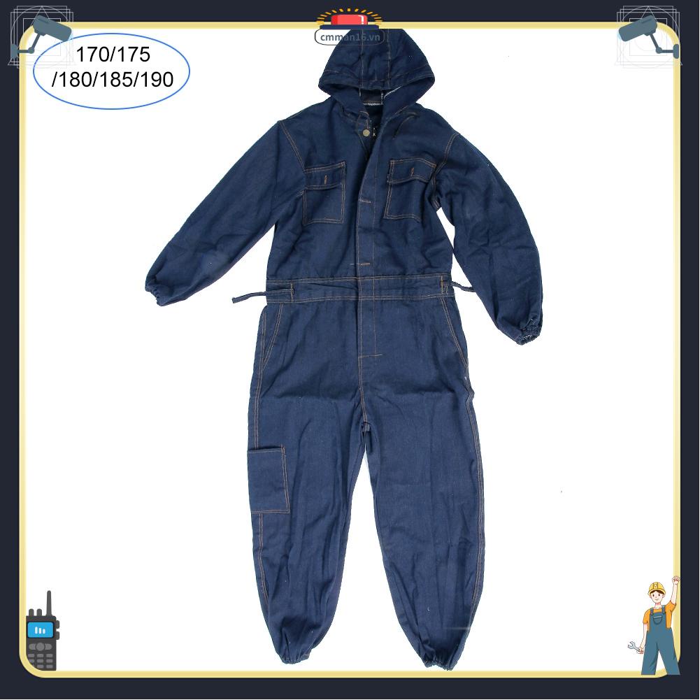 Lorrtta Quần yếm denim Bộ đồ hàn điện Bảo hiểm lao động áo Thợ sửa ô tô bảo hộ