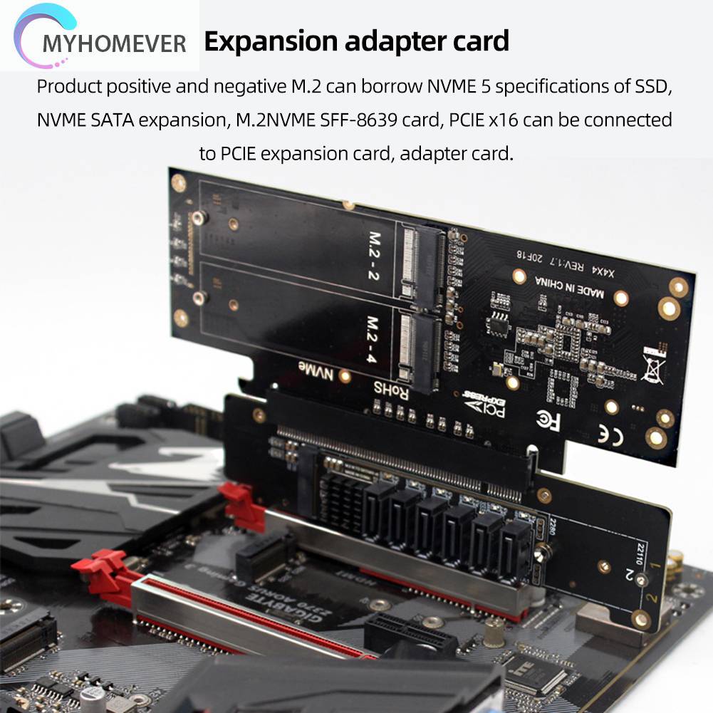 Thẻ Mở Rộng PCIe X16 Sang X8 + X4 + X4 2280 / 2260 / 2242 / 2230 SSD