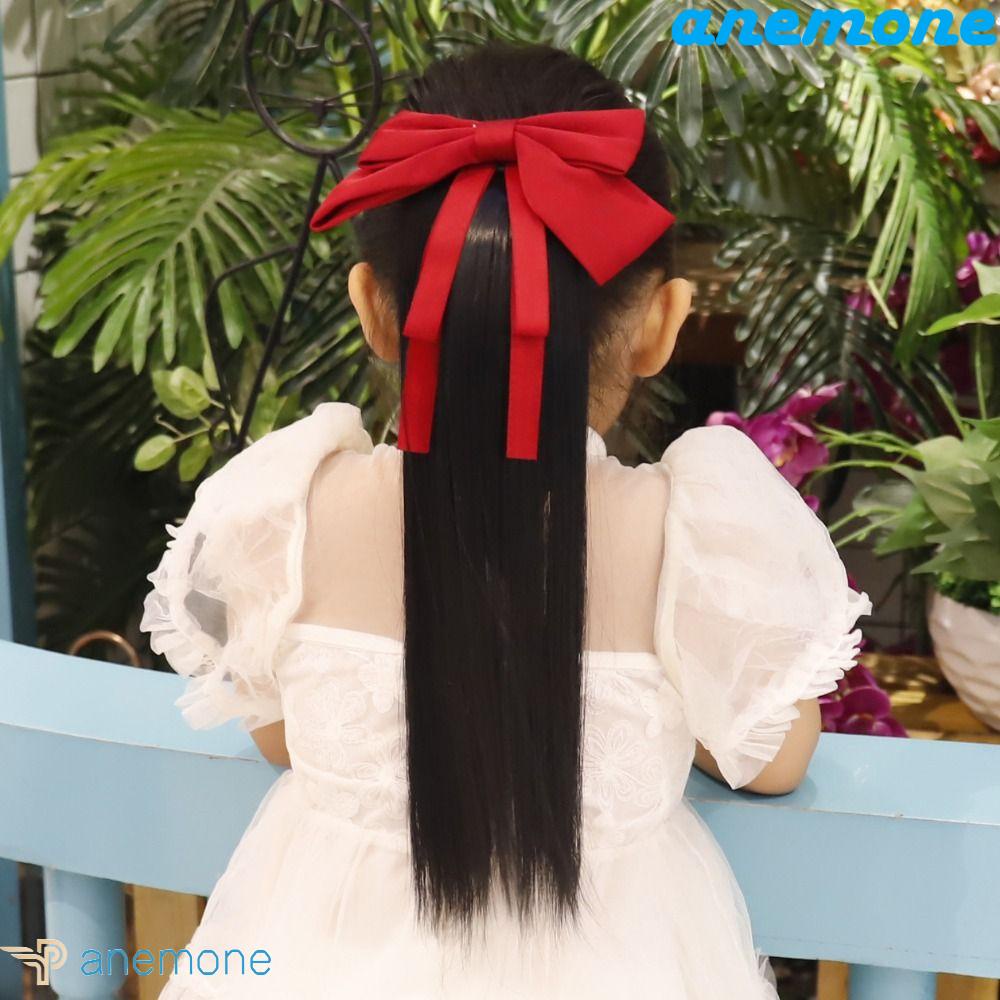 ANEMONE Dây Buộc Tóc Đuôi Ngựa Thẳng Dài Bằng Sợi Lông Mềm Mịn Kháng Nhiệt Ngọt Ngào Thời Trang Cho