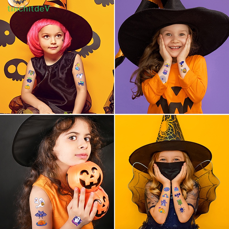 Set 10 Hình Xăm Dán Tạm Thời Họa Tiết Hoạt Hình Phong Cách Halloween Dành Cho Trẻ Em