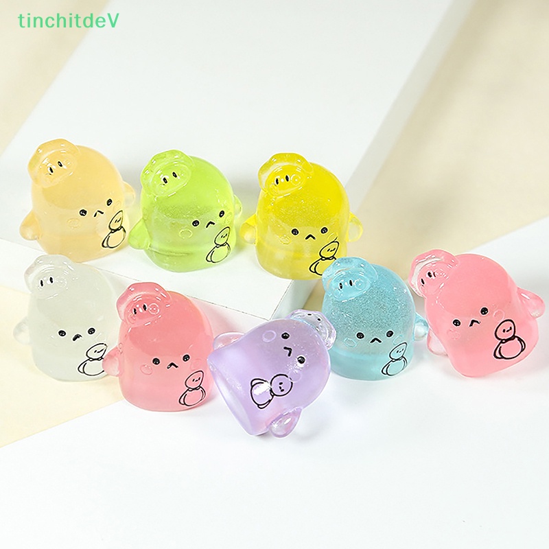 Set 2 Quả Trứng Dạ Quang Bằng Nhựa Resin Mini DIY Dễ Thương Trang Trí Bàn Làm Việc Cho Trẻ Em