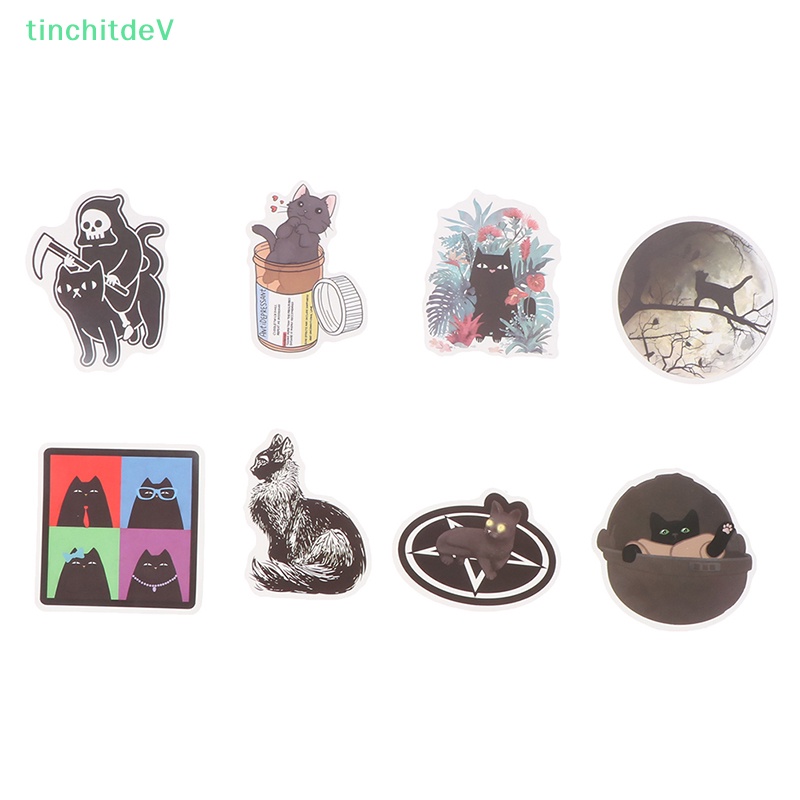 Bộ 50 Miếng Dán Hình Mèo Đen Trang Trí Điện Thoại / Laptop / Guitar Cổ Điển Cho Bé