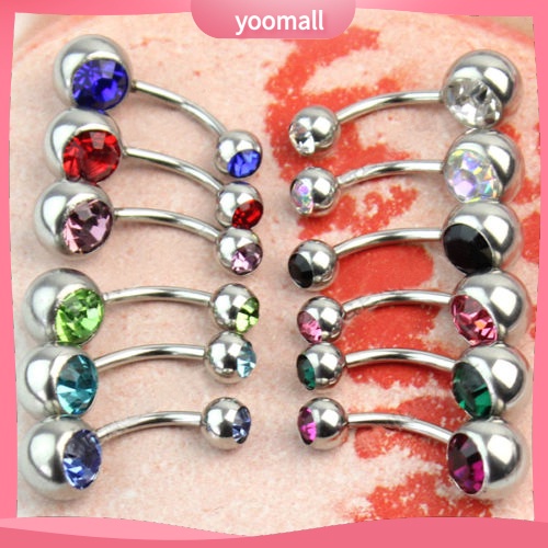 Bộ 12 Khuyên Rốn Thép 316L Đính Đá Nhân Tạo Thời Trang