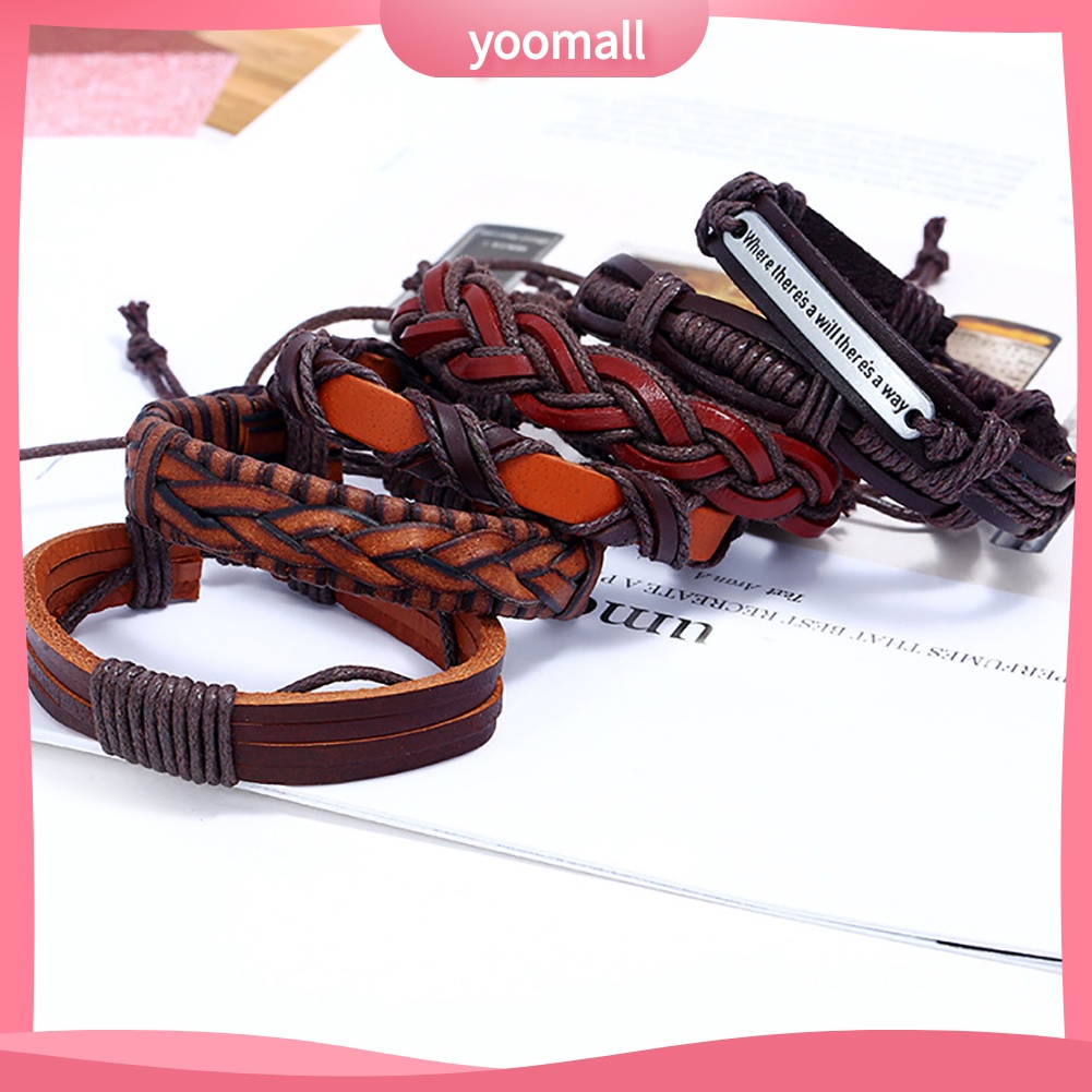 Set 6 Vòng Tay Giả Da Thời Trang Cho Nam