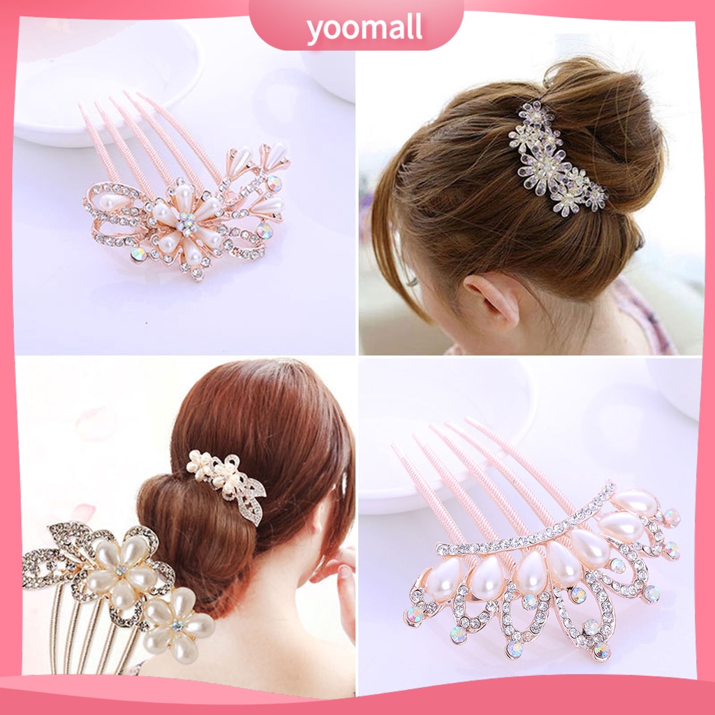 Lược Cài Tóc Năm Răng Đính Đá Lấp Lánh Dễ Sử Dụng