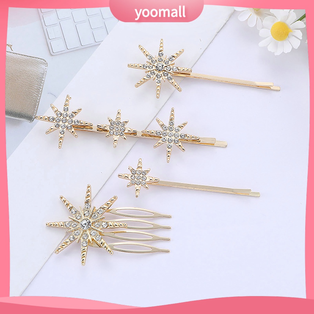 Set 4 Kẹp Tóc Hình Ngôi Sao Đính Đá Thời Trang Cho Cô Dâu