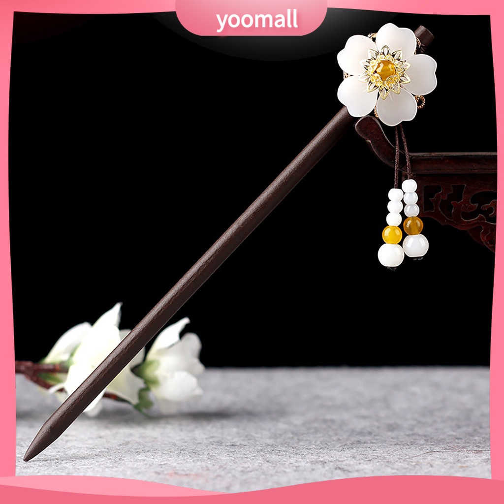 Trâm Cài Tóc Bằng Gỗ Đính Tua Rua Phong Cách Trung Hoa Cổ Điển