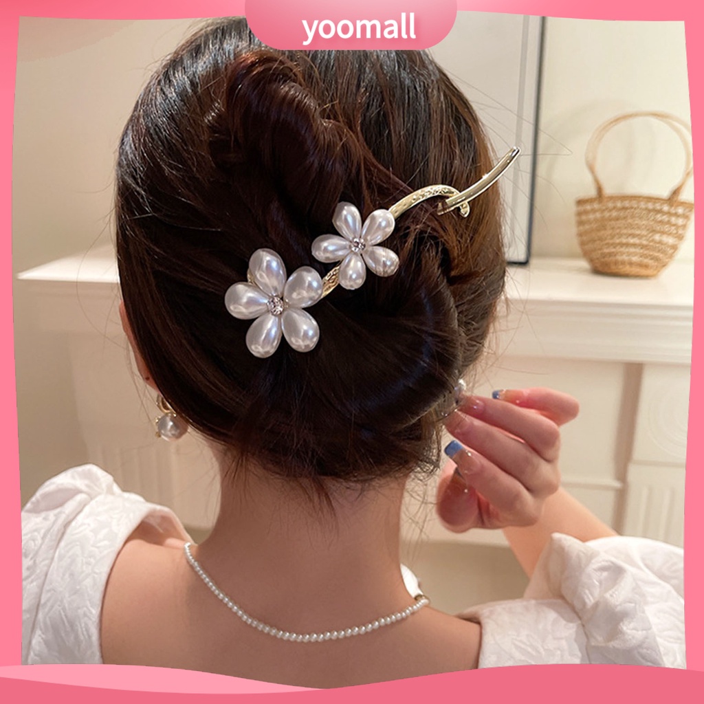 Kẹp Tóc Càng Cua Hình Chữ S Đính Ngọc Trai Giả Thanh Lịch Cho Nữ