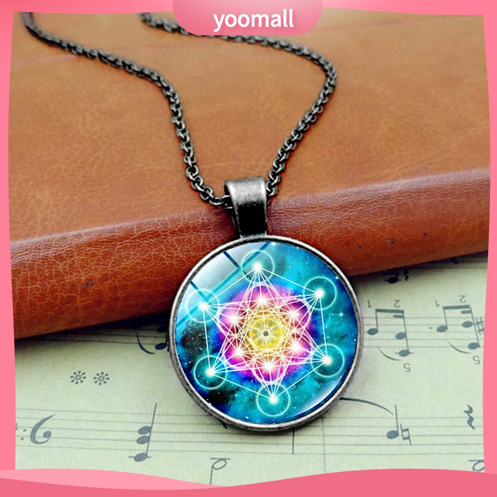 [YM] Vòng cổ Mặt Tròn Kính Cabochon Cổ Điển Unisex