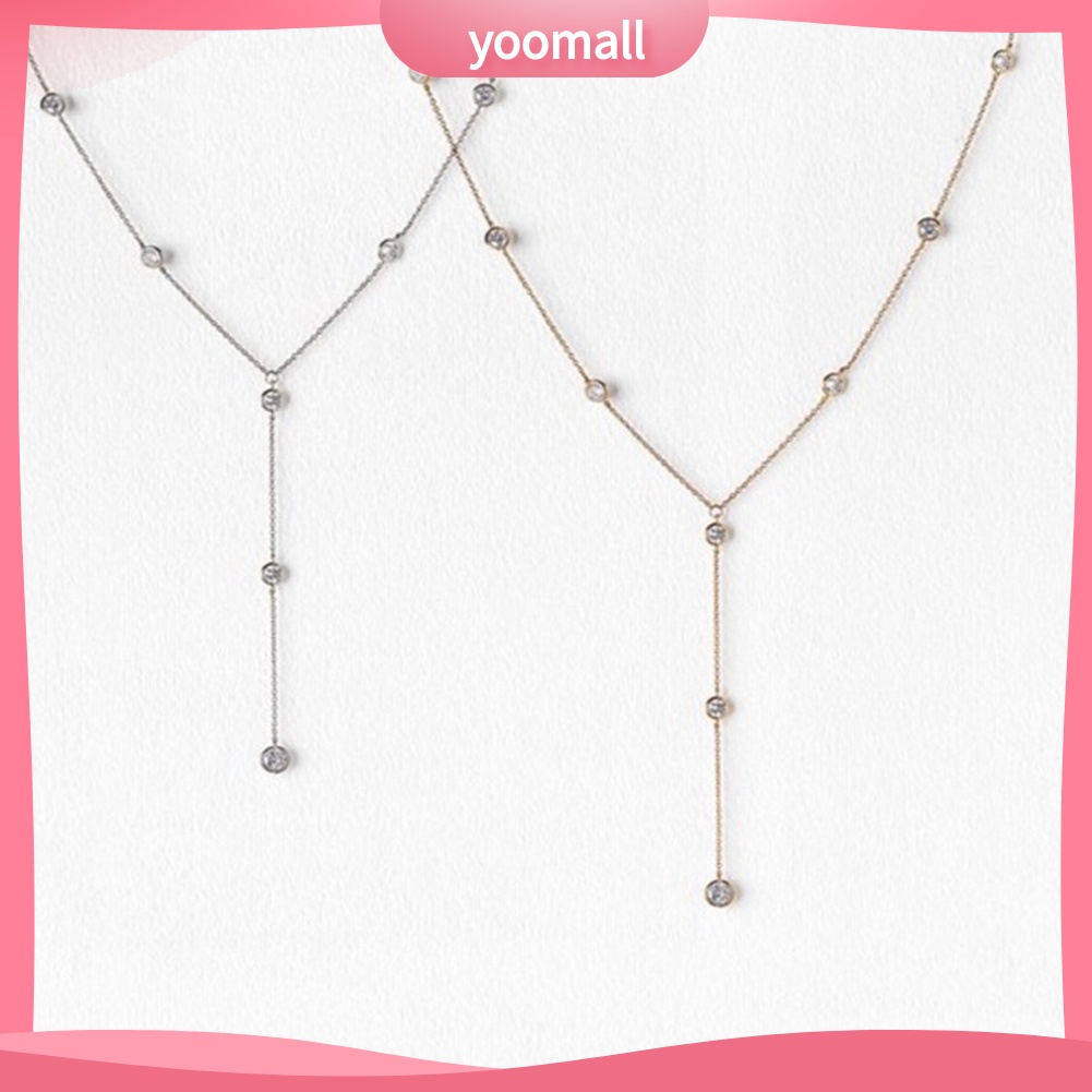 [YM] Vòng cổ Body Chain Dáng Dài Đính Kim Cương Giả Trang Sức Cho Cô Dâu Trong Tiệc Cưới