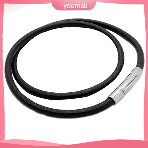 Vòng cổ Giả Da Mặt Ổ Khóa Tròn Bằng Thép Không Gỉ Thời Trang Cho Nam