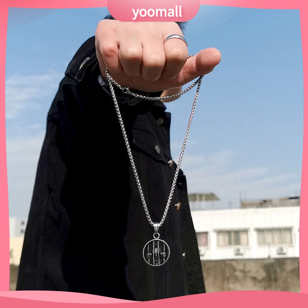 Vòng cổ Bằng Thép Không Gỉ Mặt Đầu Lâu Màu Sắc Trơn Phong Cách Hip Hop Cho Nam