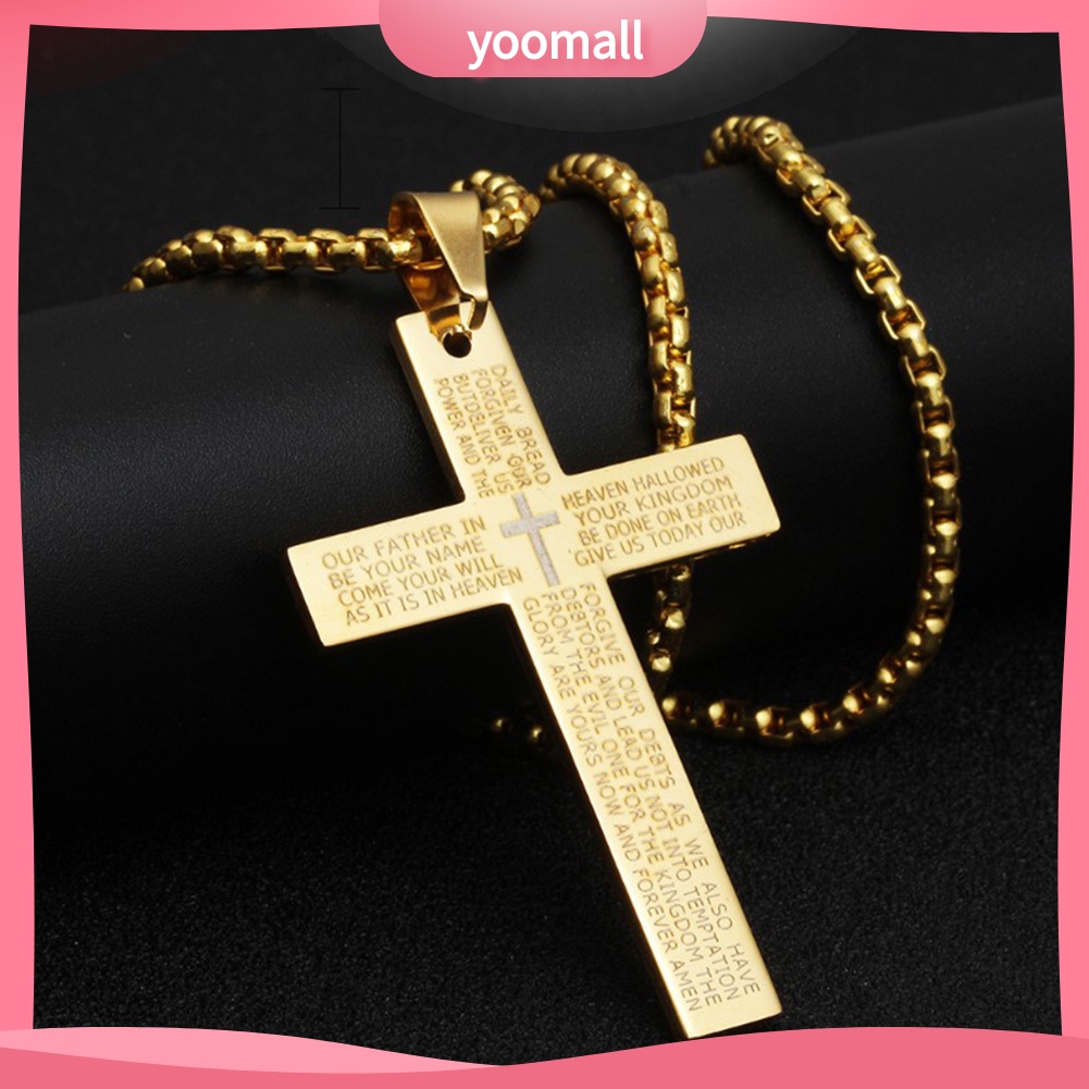 Vòng cổ Thép Titan Mặt Chữ Thập Phong Cách Retro Cho Nam