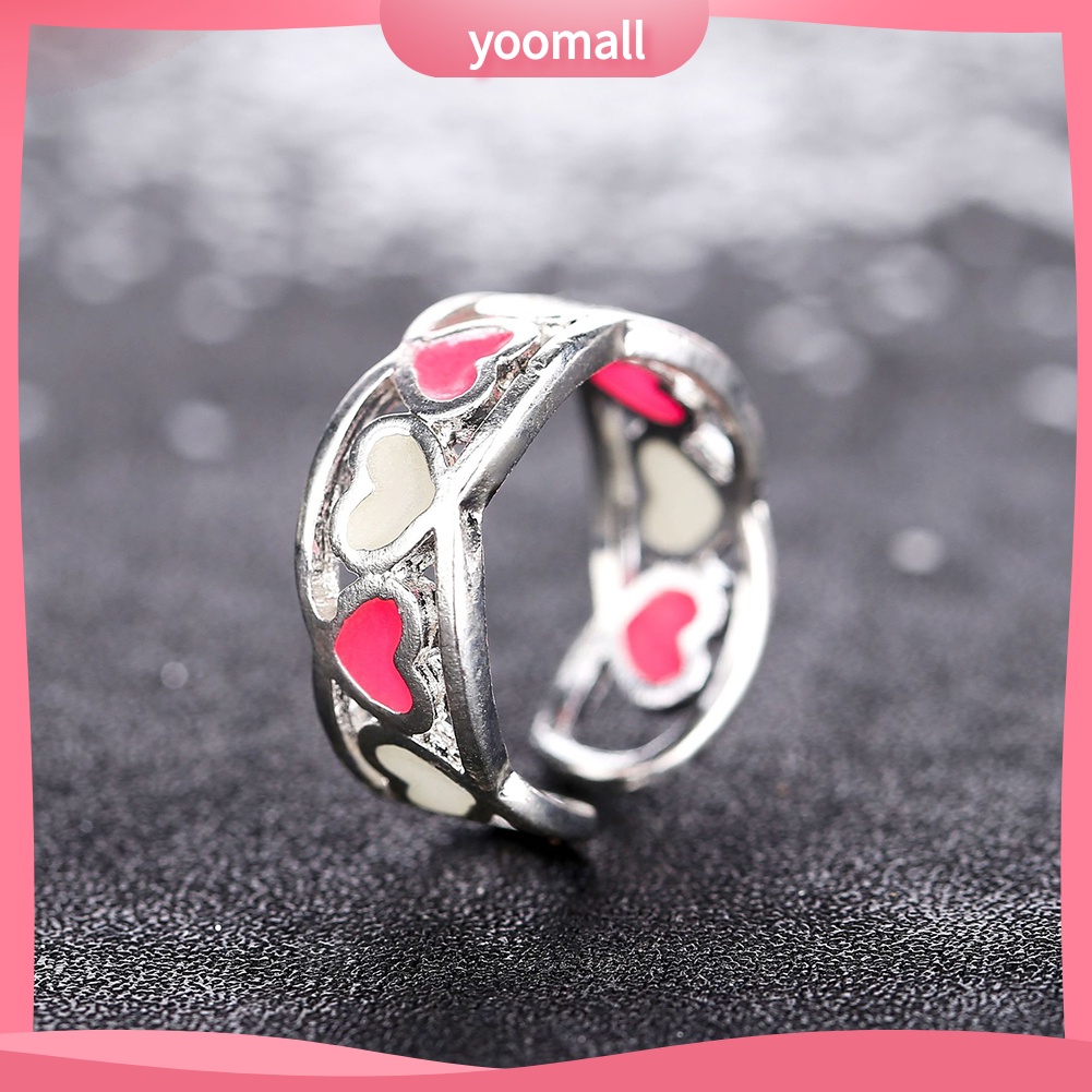 Nhẫn Hở Hình Trái Tim Phát Sáng Thời Trang Cho Nữ