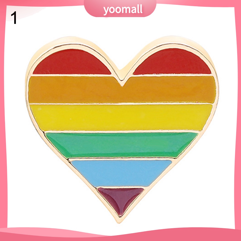 Ghim Cài Áo Hình Trái Tim Màu Cầu Vồng Dễ Thương