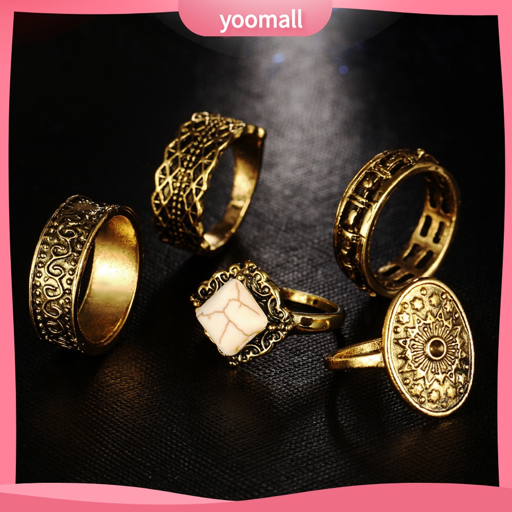 Set 5 Nhẫn Đeo Khớp Ngón Tay Phong Cách Cổ Điển Dành Cho Nữ