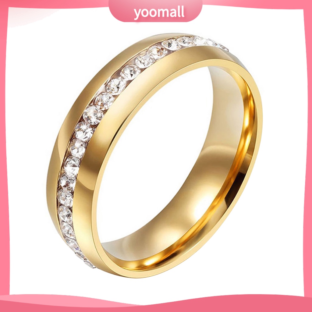 Nhẫn Cưới Chất Liệu Thép Titan Đính Đá Kích Thước 6-13