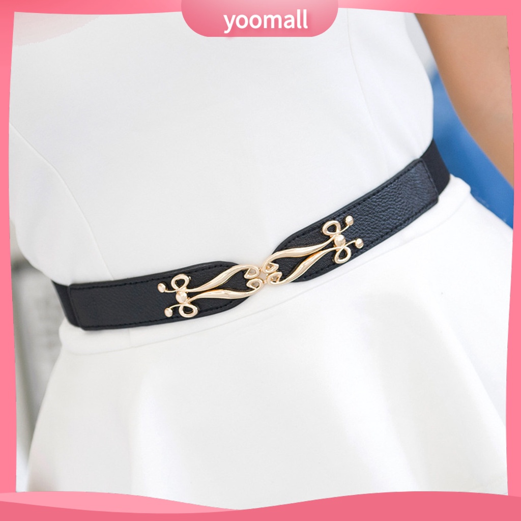 Thắt Lưng Giả Da Co Giãn Phối Màu Tương Phản Tùy Chỉnh Thoải Mái Thời Trang Cho Nữ