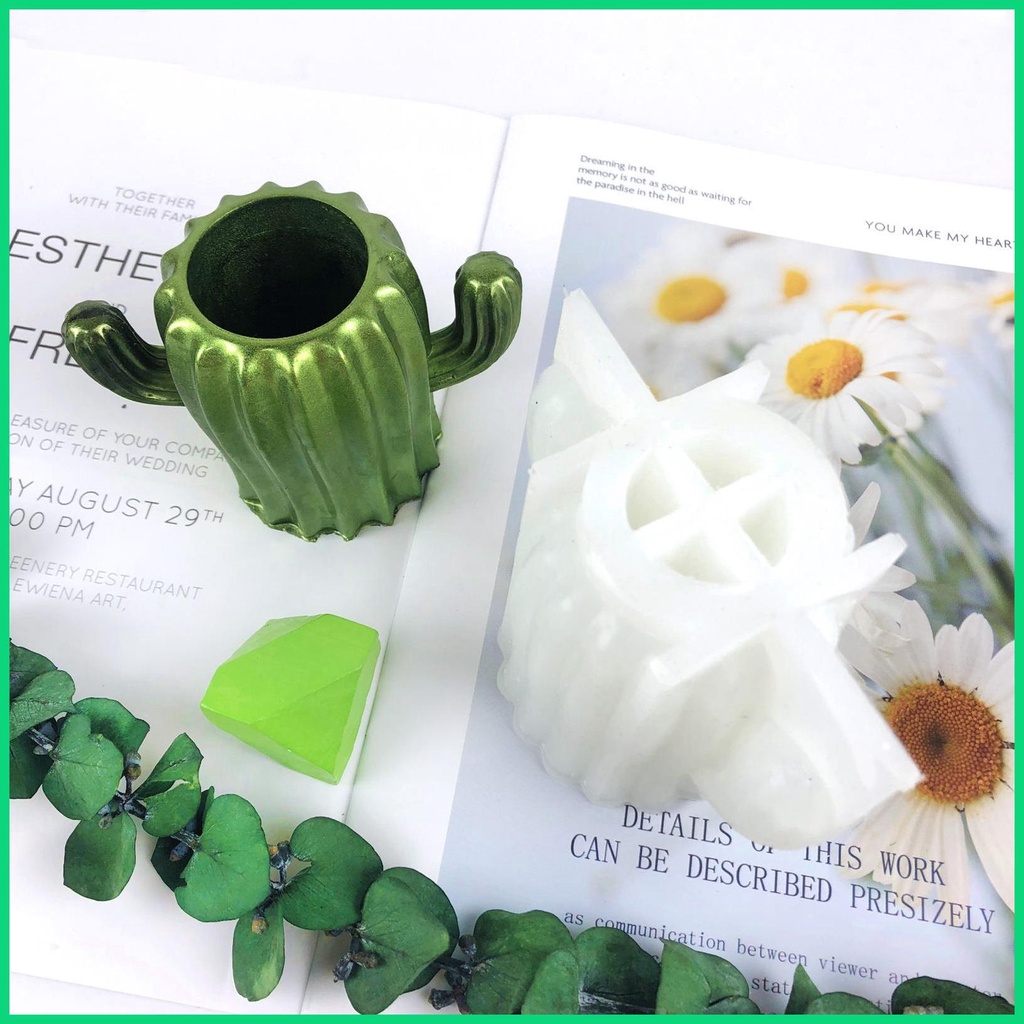 Khuôn Silicone Làm Hộp Đựng Bút Hình Cây Xương Rồng 3D DIY