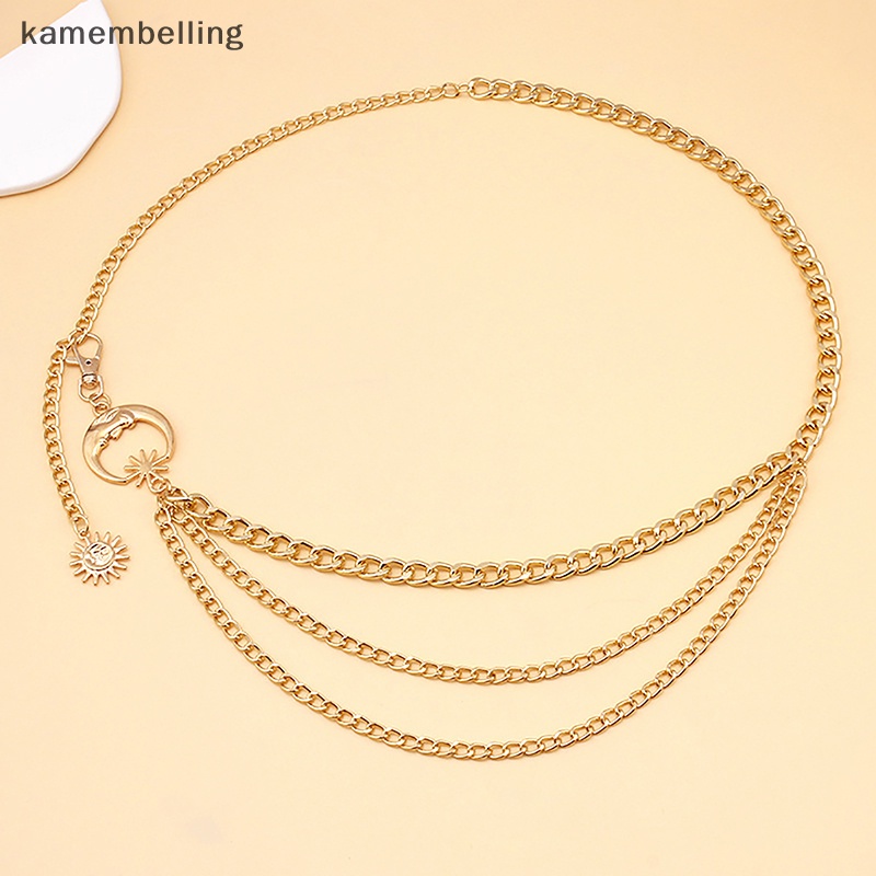 Thắt Lưng Dây Xích Hình Trăng Sao Màu Vàng / Bạc 1 Cái Cho Nữ