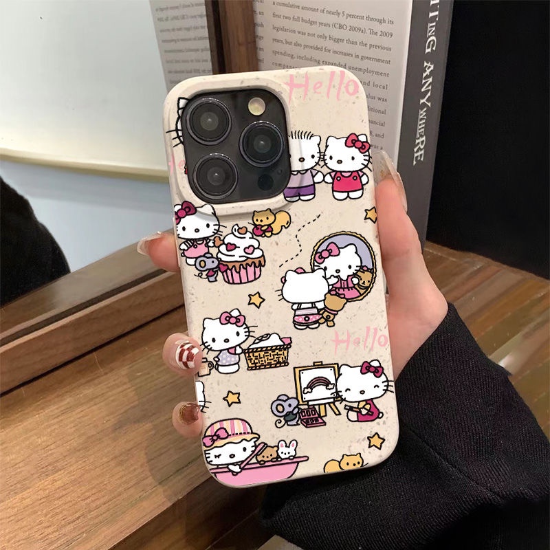 Ốp Điện Thoại Dẻo Họa Tiết Hoạt Hình Hello Kitty Dễ Thương Chống Sốc Cho iPhone12 8plus max11 7 1314pro