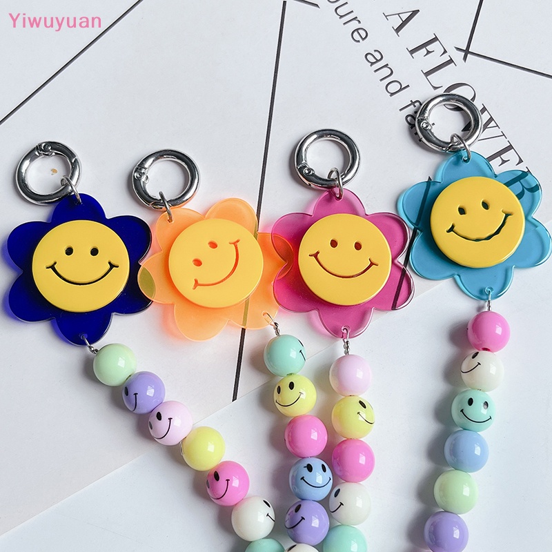 Vòng Tay Chuỗi Hạt Hình Trái Tim / Hoa Bằng Acrylic Dễ Thương Chống Thất Lạc Cho IPhone Mới