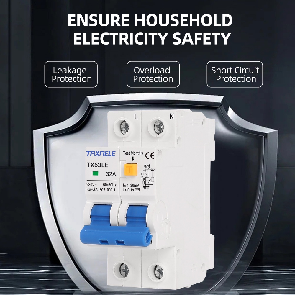 Cầu Dao 16a 32a 63a 230v 2p mcb 30ma Cho Xe Điều Khiển rcbo rcd