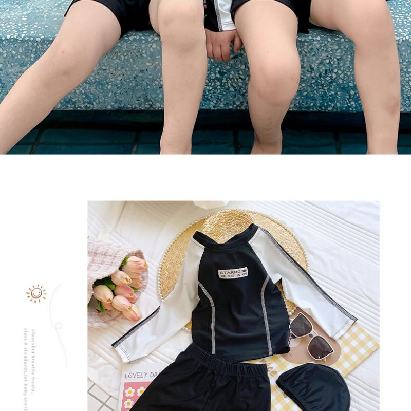 Bộ Đồ Bơi Một Mảnh Tay Dài Chống Nắng Mau Khô Dễ Phối Đồ Phong Cách Hàn Quốc Thời Trang Mùa Hè Dành Cho Bé Trai Và Bé