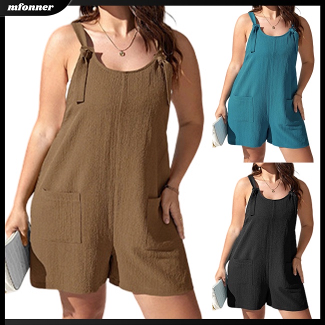 Bộ Áo Liền Quần Sát Nách Dáng Rộng Cỡ Lớn Màu Sắc Đơn Giản Thời Trang Mùa Hè Cho Nữ