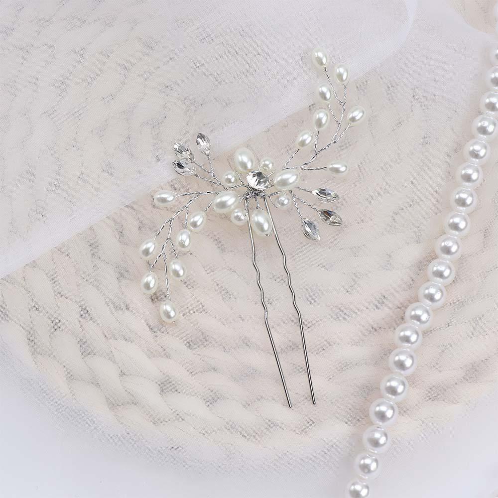 Usnow Trâm Cài Tóc Mạ Bạc Đính Kim Cương Giả