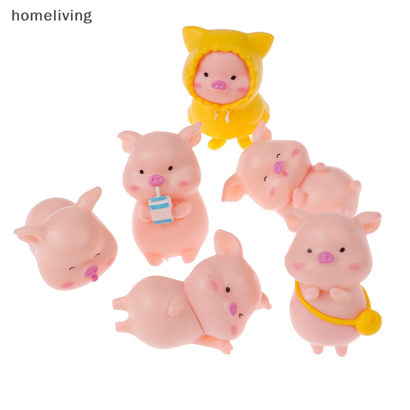 Bộ 6 Búp Bê Hình Chú Heo Nhỏ Xinh Để Bàn Trang Trí Xe Hơi