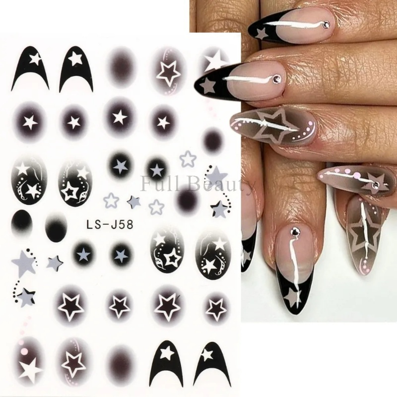 Miếng Dán Trang Trí Móng Tay 3D / Y2k Hình Ngôi Sao / Trái Tim / Bướm / Khối Lập Phương Rỗng Tự Dính Phong Cách Tối Màu