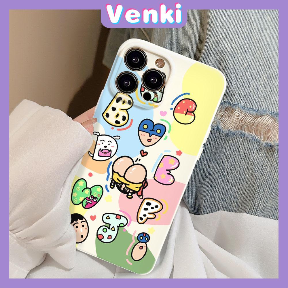 VENKI - Dành Cho Ốp Lưng iPhone 11 Film TPU Jelly Case Trắng Bóng Bảo Vệ Máy Ảnh Jelly Case Bảo Vệ Hoạt Hình Dễ Thương Vui Nhộn Trẻ Em Tương Thích Với iPhone 14 13 Pro Max iPhone 12 7 8Plus