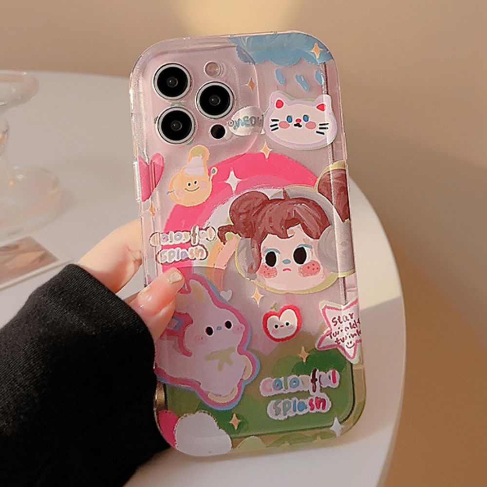 Ốp Điện Thoại TPU Dẻo Họa Tiết Hoạt Hình Cô Gái / Thỏ Dễ Thương Cho IPhone 11 12 13 14 Pro Max