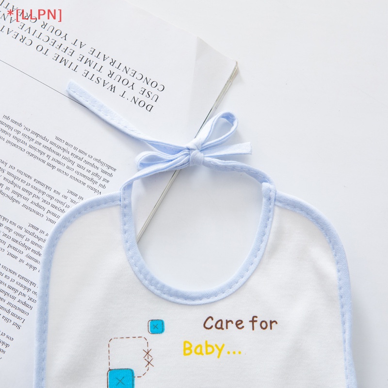 Yếm Ăn Cotton Hai Lớp Chống Thấm Nước In Hình Chú Voi Dễ Thương Cho Bé