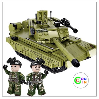 Đồ chơi lắp ráp xe tăng chiến đấu có bánh xích chạy được mô hình xe tank cho bé trai Gon Gin