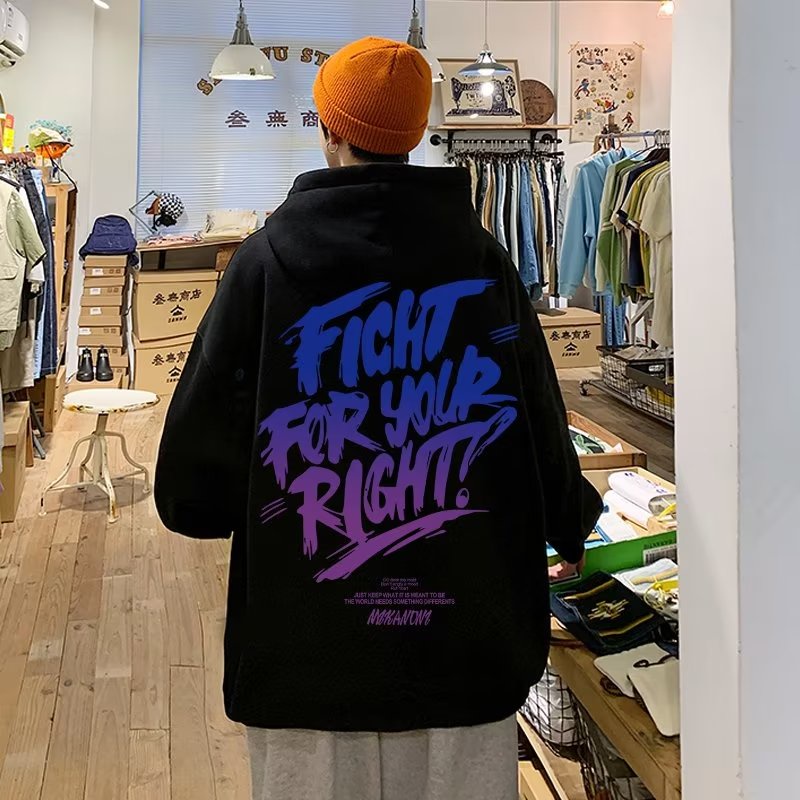 Áo hoodie Tay Dài Dáng Rộng In Chữ Tiếng Anh Đơn Giản Thời Trang Đường Phố Mỹ 2023 Cho Nam